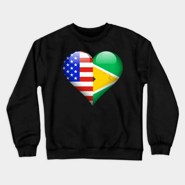 Half American Half Guyanese - Gift for Guyanese From Guyana Crewneck Sweatshirt by Country Flags